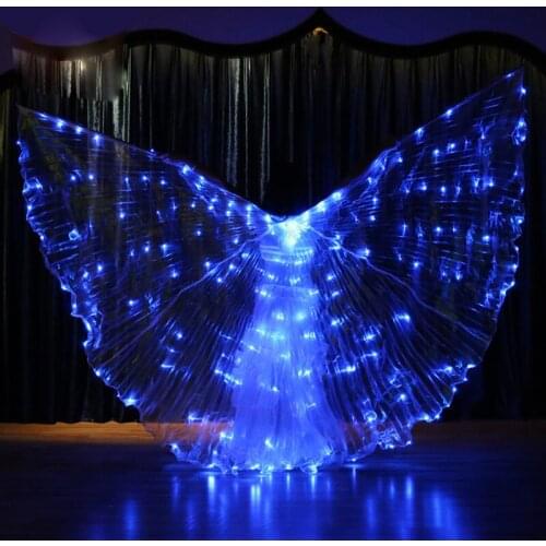 Vlinder vleugels Prop Belly Dance Accessory Light Up 360 Degree Wing Costume Butterfly Wings Starry Lights Blue alas isis wings