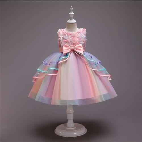 4-10 Years Flower Girl Wedding Ceremony Children Clothes Kids Birthday Party Dresses for Girls Embroidery Princess Costume