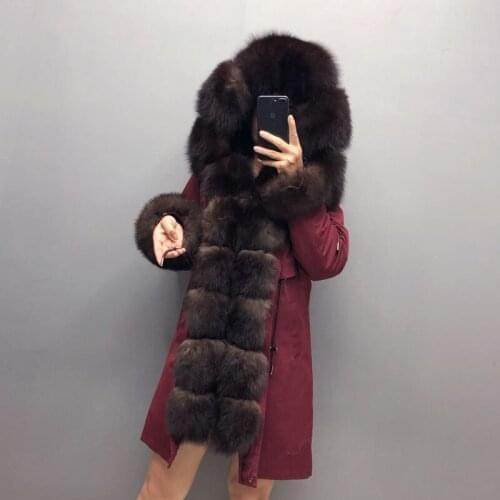 Womens winter jackets Real Raccoon Dog Fur lining, fox fur collar can be removed Real fur coat