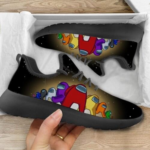 Jackherelook Game Among Us Print Breathable Women Shoes Flats Sneakers Casual Cartoon Design Lace Up Footwear Mesh Ladies Shoe