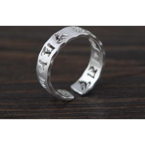 FNJ 925 Silver Lucky Ring Original S925 Sterling Silver Rings for Women Jewelry Open Adjustable USA Size