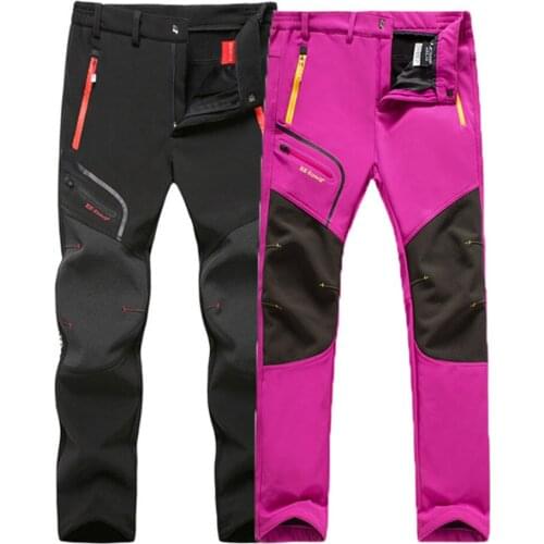 Winter Outdoor Fleece Windproof Trekking Fishing Camping Climb Hiking Pants Men Or Women Waterproof Couple Pants Plus Size 6XL