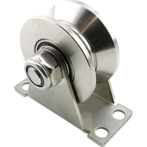 1-Pack V-Type Stainless Steel Pulley Block Mute Bearings Groove Sliding Roller Track Wheel