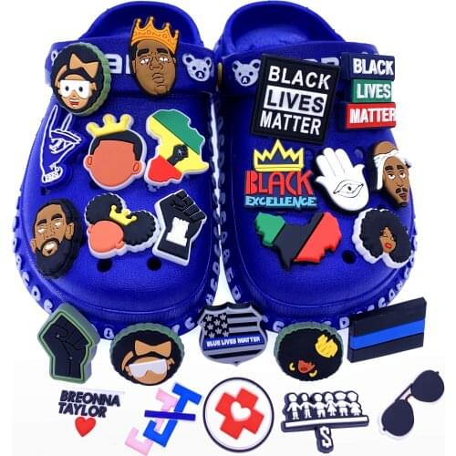 100PCS Wholesale Cartoon Character Shoes Charms Black Lives Matter Shoe Decoration For Kids Party Gifts Jibz Croc Accessories