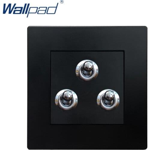 3 Gang 2 Way Toggle Switch Wallpad Luxury Wall Light Switch 16A AC110~250V Black PC Panel