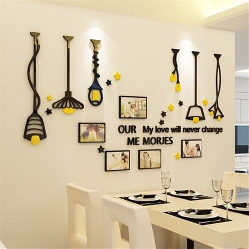 Chandelier Photo frame 3D Three-dimensional Wall stickers restaurant living room childrens room backdrop Decor Sticker Decal