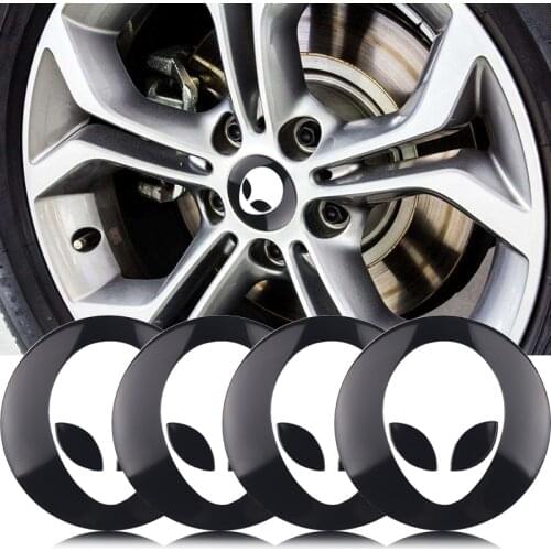 4pcs/sets 56.5mm Aluminum ET Alien Emblem Car Wheel Center Hub Caps Sticker Decoration Decal Accessories Car styling