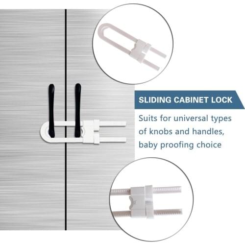 5 Pack Sliding Cabinet Locks U Shaped Baby Safety Locks, Childproof Cabinet Latch for Kitchen Bathroom Storage Doors
