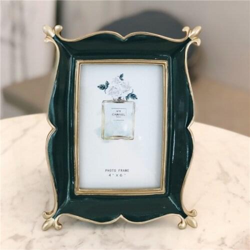 American Gold Set Table Green Resin Photo Frame Can Be Hung Wall Picture Frame Creative Horizontal and Vertical Wedding Photo