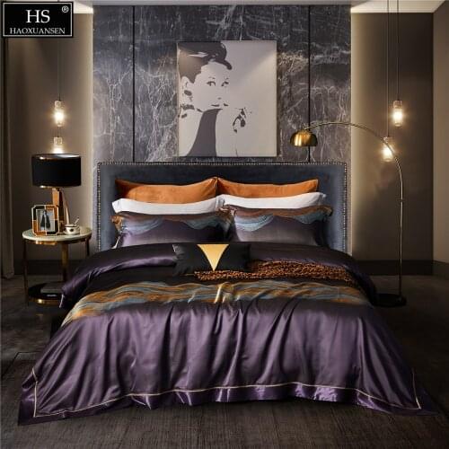 Nordic Style Design 4Pieces Bedding Sets 26Momme Mulberry Silk Yarn Dyed Jacquard Duvet Cover Sheets Pillowcase Fiber Queen