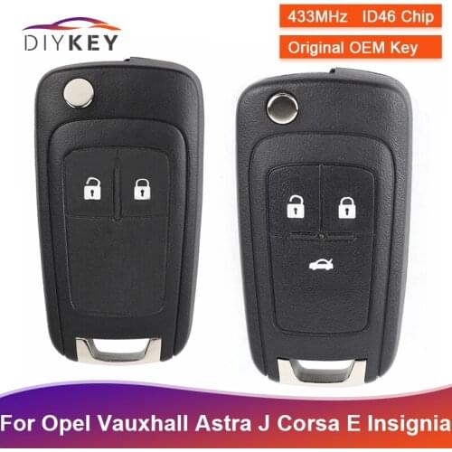 DIYKEY OEM 2 3 Button 433MHz Remote Key for Opel Vauxhall Astra J Corsa E Insignia Zafira C 2010 2011 2012 2013 2014 2015 ID46