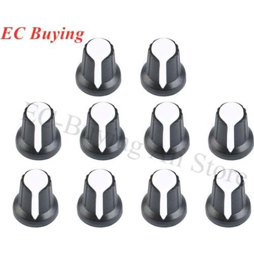 10pcs WH148 Potentiometer Knob Cap 6mm Shaft Hole White For Rotary Taper Potentiometers Encoder 15mm*7mm