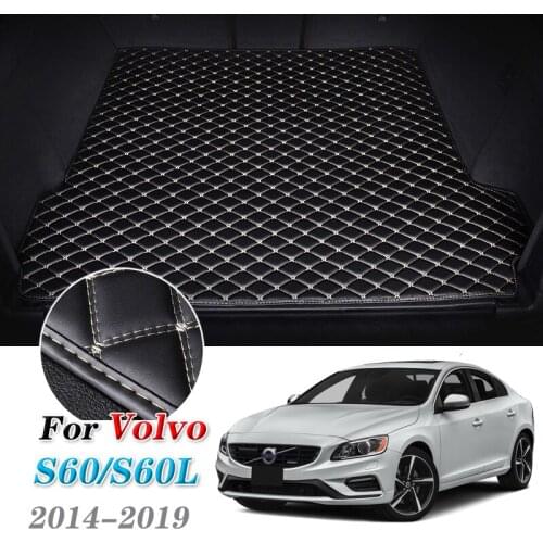 Leather Car Trunk Mat For Volvo S60 S60L 2014-2019 Rear Trunk Floor Mat Tray Carpet Cargo Liner Accessories