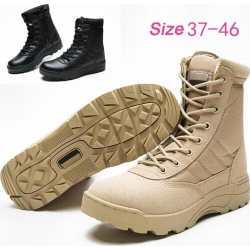 Mens Work Shoes Genuine Leather Desert Tactical Military Boots Outdoor Men Combat Ankle Military Army Boots Working Safety Shoe