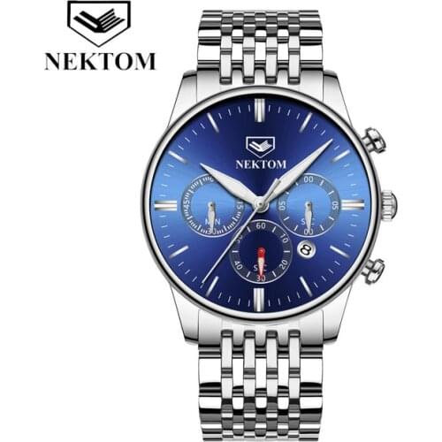 NEKTOM 8196 Mode Männer Edelstahl Armbanduhr Uhr Marke Uhr Männer Dual Display Datum Uhr Quarz Leucht Armbanduhr