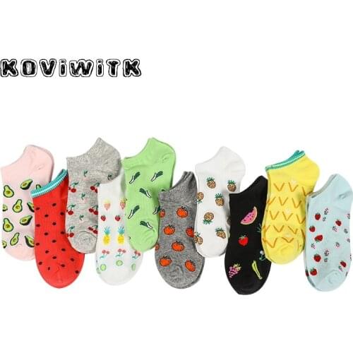 Women Fruit Strawberry Cotton pink socks women Ankle pineapple Casual short black sock Lady Fashion female art Cartoon Girls sox