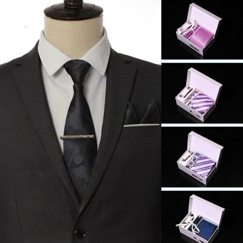 New Fashion Necktie 6pcs/set Groom Neck Tie Set Wedding Birthday Party Gifts Tie for Men Gravata Slim Arrow Neck Tie Set
