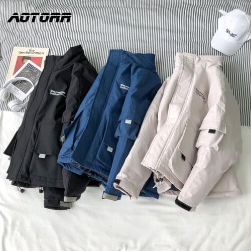 New Winter Parka Men Windbreak Thick Warm Windproof Coat Male Solid Color Jackets Outwear Clothing Mens Hip Hop Loose Streetwear