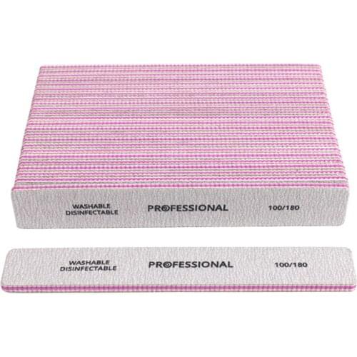 50Pcs /Lot Professional Nail File 100/180 Sandpaper Nail Buffers Emery Board Sanding Polishing Files For Manicure Thick Stick