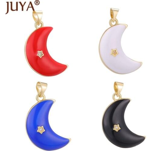 1 Piece Moon Shape Charms Pendant Inlaid Star Rhinestone Pendants For Women DIY Jewelry Components Necklace Accessories Supplie
