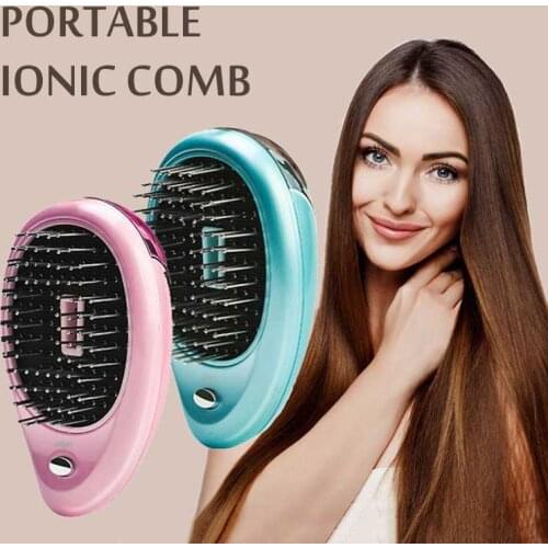 Portable Electric Ionic Hairbrush Negative Ion Comb Takeout Mini Vibration Hair Brush Head Massager Hair Styling Straightener