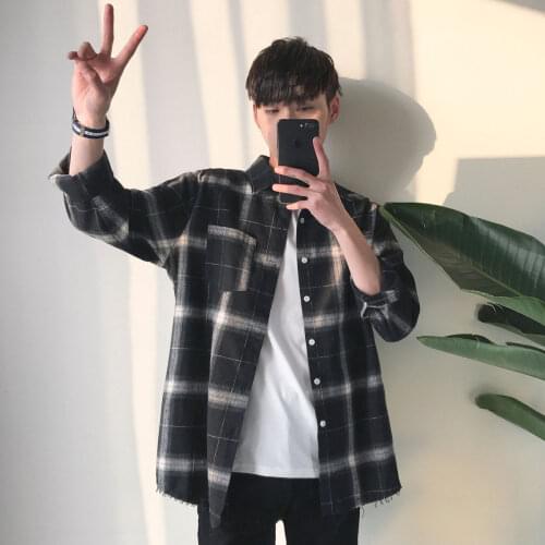 2021 Shirt Spring New Arrivals Style Rough Edge Plaid Long Sleeve College Fashion Sweethearts Outfit Coat