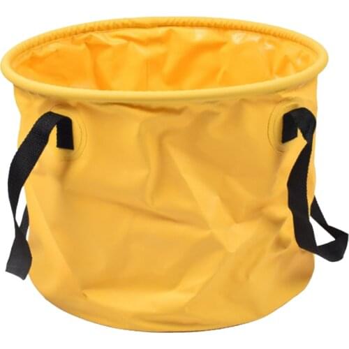 PVC Collapsible Folding Water Bucket Perfect Gear Yellow for Camping Hiking Travel Fishing