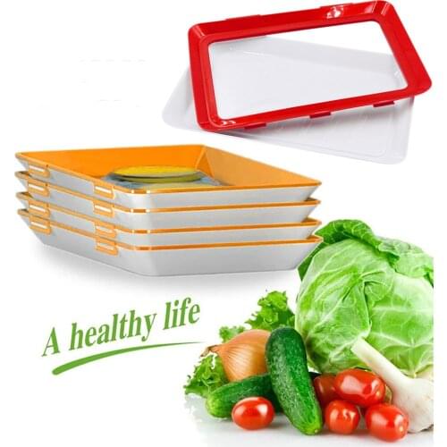1PC Food Preservation Tray Stackable Food Fresh Tray Magic Elastic Fresh Tray Reusable Food Storage Container Kitchen Gadgets