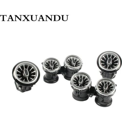 Turbine Rotate Chrome Plating Piano Paint AC Dashboard Air Vent Set Fit For BENZ E Class W213 2016-2019 E180 E200 E250 E300 E500