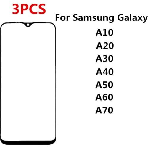 3PCS/Lot Outer Screen For Samsung Galaxy A10 A20 A30 A40 A50 A60 A70 Touch Panel LCD Display Front Glass Repair Replace Parts