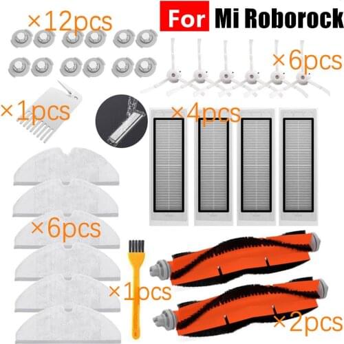 For Xiaomi Roborock Robot S50 S55 Vacuum Cleaner Spare Parts Kits Mop Cloths Wet Mopping filter Side Brush Roll Brush Water Tank