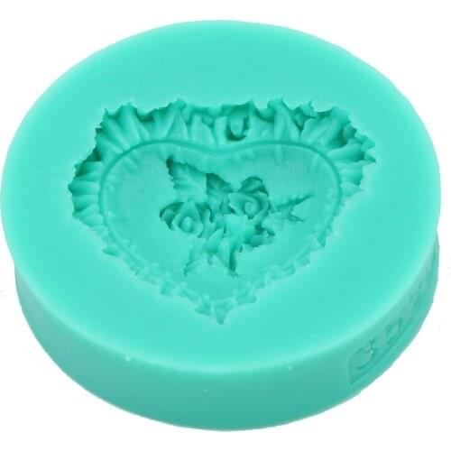 Green Color New Style Love Hearted Shaped Fondant Silicone Molds Flower Inside Cake Decorating Tools Free Shipping