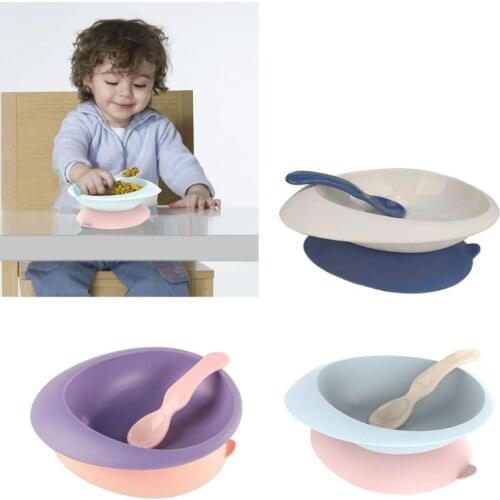 1 Set Baby Feeding Plate Kids Bowl & Spoon Set BPA Free Dishes Tableware Children Baby Plate Baby Product