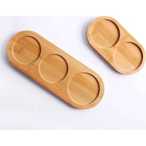 Bamboo Tray Tea Tray Cup Tray Pepper Mill Base Desktop Plate Display Tray Clean Elegant Style 2 Cavity/3 Cavity