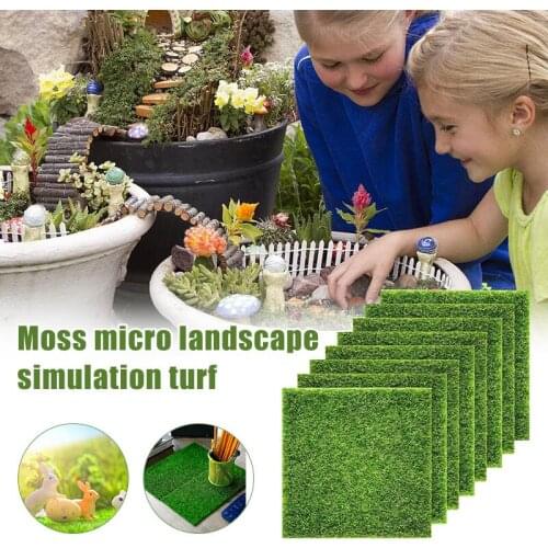 1pc Mini Artificial Turf Garden Grass Life-like Fairy Grass Lawn 6 X 6 Inches Miniature Ornament Garden Diy Grass