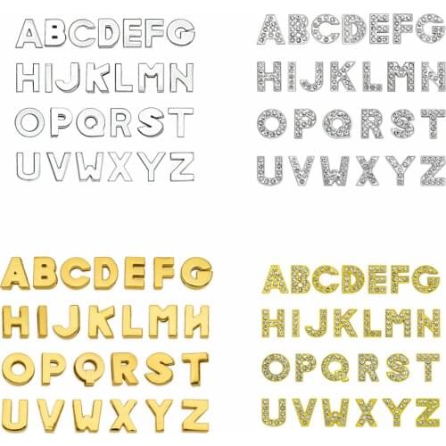 26Pcs/Lot Slide Letter Charms For Bracelet Making Women Jewelry 8mm Rhinestone Slide Alphabet DIY Choker Necklace Keychain Gift