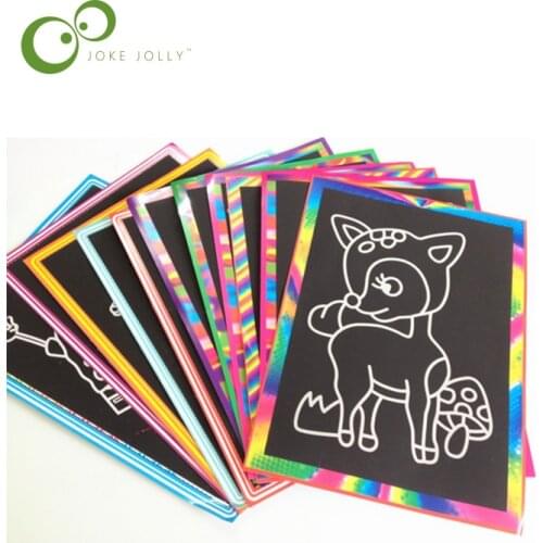 5 pcs 13x 9.8cm Scratch Art Paper Magic Painting Paper with Drawing Stick For Kids Toy Colorful Drawing Toys