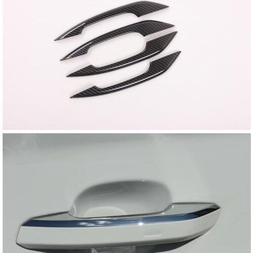 Auto Car Door Hand bar Cover Frame Trim Styling Sticker Fit For Audi Q5L 2018 Carbon fiber ABS