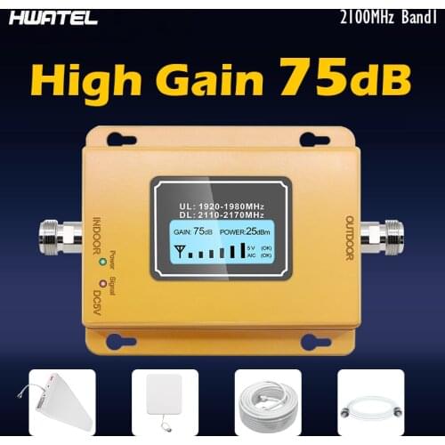 Low cost 2020 NEW version 2100 MHZ Band 1 Cell phone Amplifier Signal Booster 3G 4G repeater WCDMA UMTS LTE B1 Full Kit 70 dBi