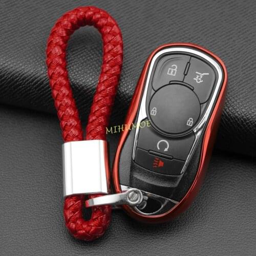 Smart Car Key Case Cover Fob Shell Chain For Buick Regal TourX Sportback Enclave Encore Envision Lacrosse Red
