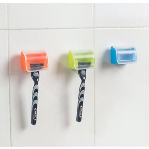 1pc Dustproof Razor Holder Shaving Plastic Box Suction Cup Men Shaver Storage Shelf Wall Mounted Bathroom Razor Cap Shaver Rack