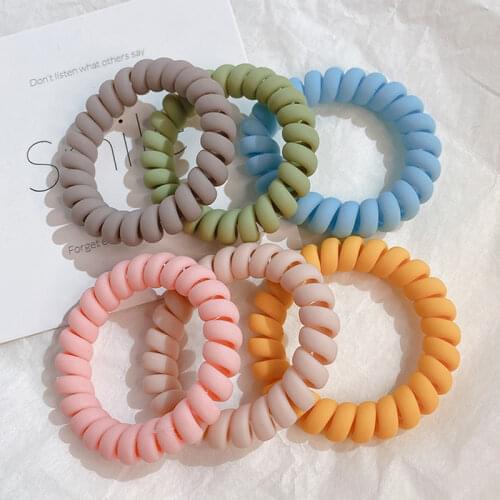 5pcs/lot Telephone Wire Elastic Hair Band Elegant Colorful Hair Rubber Band Gum for Hair Women Spiral Hair Tie Hair Accessories