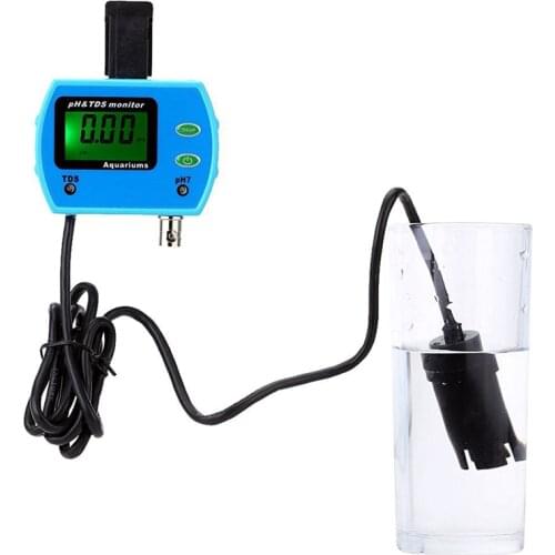 PH TDS Electrode Meter Precise LCD PH tds Monitor Aquarium SPA Swim Water Quality Analyzer Online pH TDS Tester Green Backlit