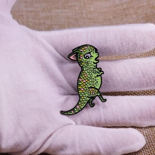 Derpy Dinokitty enamle pin cartoon brooch for coat lover badge