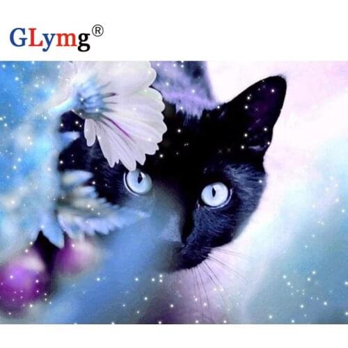 GLymg Full Square Cat Diamond Painting Full Drill Cross Stitch Animal Diamond Embroidery Square Rhinestones European Home Decor