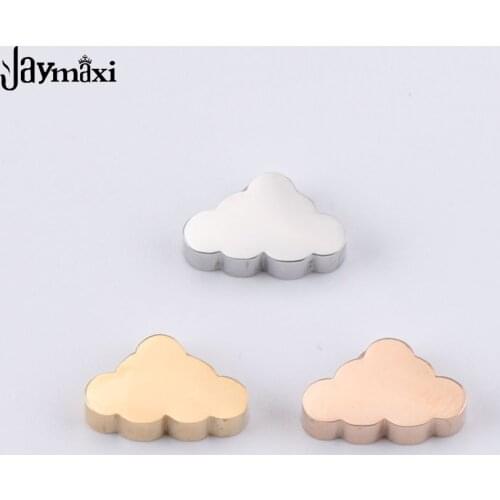 Jaymaxi Cloud Small Hole Beads Stainless Steel 1.8mm Small Hole Mirror Polished DIY Jewelry Accessories 6*10mm 20Pieces/lot