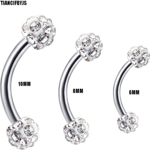TIANCIFBYJS Surgical Steel 16g Eyebrow Rings Piercing Curved Barbell Banana Bar Earring Piercings Body Jewelry 60pcs Mix 3 Sizes