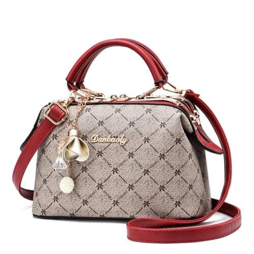 Fashion Printed Boston Lady Bag Messenger Shoulder Bag Female High-End Atmospheric Leather Handbag Lady Shopping Bag Pillow Bag