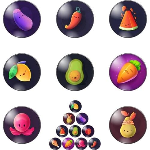 Cartoon Fruits Sweet Love Painting Apple 12mm/20mm/25mm/30mm Round Photo Glass Cabochon Demo Flat Back Making Findings