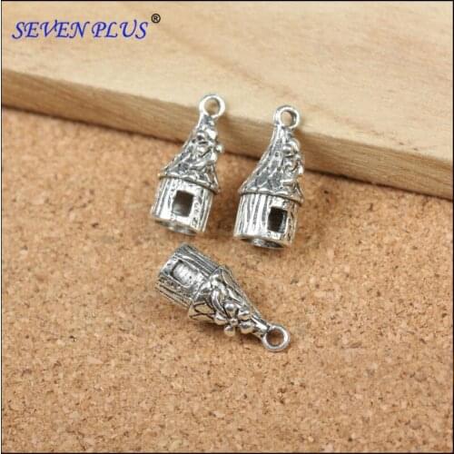 Newest Good Quality 20 PCS/Lot 12mm*10mm antique silver plated Little thatched cottage house charms